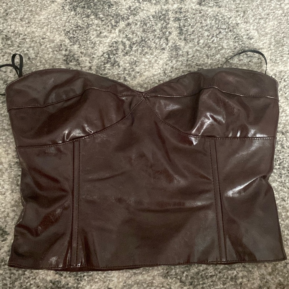 Brown leather tube top size small